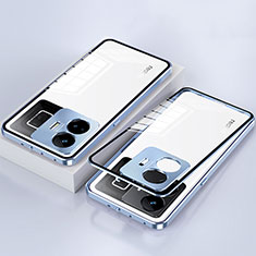 Realme GT3 5G用ケース 高級感 手触り良い アルミメタル 製の金属製 360度 フルカバーバンパー 鏡面 カバー Realme ネイビー