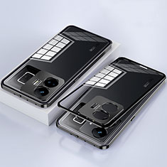 Realme GT3 5G用ケース 高級感 手触り良い アルミメタル 製の金属製 360度 フルカバーバンパー 鏡面 カバー Realme ブラック