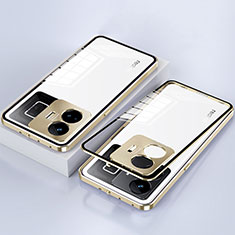 Realme GT5 5G用ケース 高級感 手触り良い アルミメタル 製の金属製 360度 フルカバーバンパー 鏡面 カバー Realme ゴールド