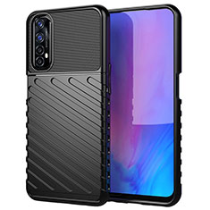 Realme Narzo 20 Pro用シリコンケース ソフトタッチラバー ツイル カバー Realme ブラック