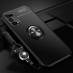 Realme Narzo 30 Pro 5G用極薄ソフトケース シリコンケース 耐衝撃 全面保護 アンド指輪 マグネット式 バンパー Realme ブラック
