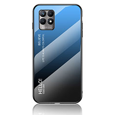 Realme Narzo 50 4G用ハイブリットバンパーケース プラスチック 鏡面 虹 グラデーション 勾配色 カバー LS1 Realme ネイビー