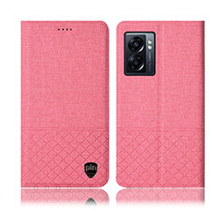 Realme Narzo 50 5G用手帳型 布 スタンド H13P Realme ピンク