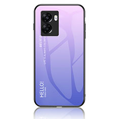 Realme Narzo 50 5G用ハイブリットバンパーケース プラスチック 鏡面 虹 グラデーション 勾配色 カバー LS1 Realme ラベンダー
