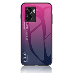 Realme Narzo 50 5G用ハイブリットバンパーケース プラスチック 鏡面 虹 グラデーション 勾配色 カバー LS1 Realme ローズレッド