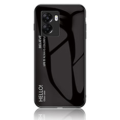 Realme Narzo 50 5G用ハイブリットバンパーケース プラスチック 鏡面 虹 グラデーション 勾配色 カバー LS1 Realme ブラック