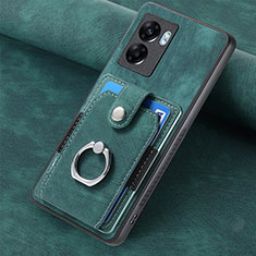 Realme Narzo 50 5G用シリコンケース ソフトタッチラバー レザー柄 カバー SD1 Realme グリーン