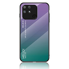 Realme Narzo 50A用ハイブリットバンパーケース プラスチック 鏡面 虹 グラデーション 勾配色 カバー LS1 Realme マルチカラー