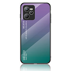 Realme Narzo 50A Prime用ハイブリットバンパーケース プラスチック 鏡面 虹 グラデーション 勾配色 カバー LS1 Realme マルチカラー