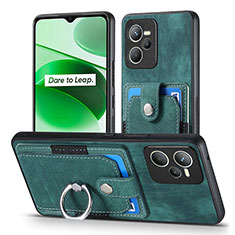 Realme Narzo 50A Prime用シリコンケース ソフトタッチラバー レザー柄 カバー SD1 Realme グリーン