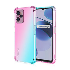 Realme Narzo 50A Prime用極薄ソフトケース グラデーション 勾配色 クリア透明 Realme シアン