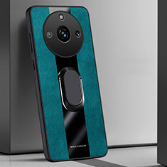 Realme Narzo 60 5G用シリコンケース ソフトタッチラバー レザー柄 アンド指輪 マグネット式 PB1 Realme グリーン
