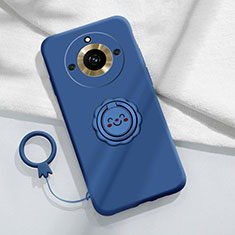 Realme Narzo 60 Pro 5G用極薄ソフトケース シリコンケース 耐衝撃 全面保護 アンド指輪 マグネット式 バンパー S01 Realme ネイビー