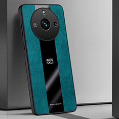 Realme Narzo 60 Pro 5G用シリコンケース ソフトタッチラバー レザー柄 カバー PB1 Realme グリーン