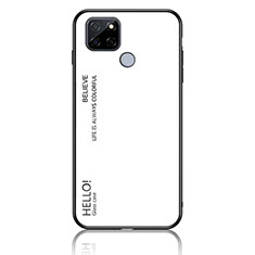Realme Q2i 5G用ハイブリットバンパーケース プラスチック 鏡面 虹 グラデーション 勾配色 カバー LS1 Realme ホワイト