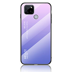 Realme Q2i 5G用ハイブリットバンパーケース プラスチック 鏡面 虹 グラデーション 勾配色 カバー LS1 Realme ラベンダー