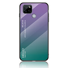 Realme Q2i 5G用ハイブリットバンパーケース プラスチック 鏡面 虹 グラデーション 勾配色 カバー LS1 Realme マルチカラー