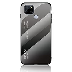 Realme Q2i 5G用ハイブリットバンパーケース プラスチック 鏡面 虹 グラデーション 勾配色 カバー LS1 Realme ダークグレー