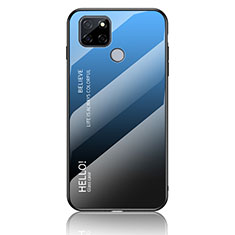 Realme Q2i 5G用ハイブリットバンパーケース プラスチック 鏡面 虹 グラデーション 勾配色 カバー LS1 Realme ネイビー