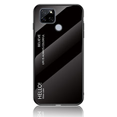 Realme Q2i 5G用ハイブリットバンパーケース プラスチック 鏡面 虹 グラデーション 勾配色 カバー LS1 Realme ブラック