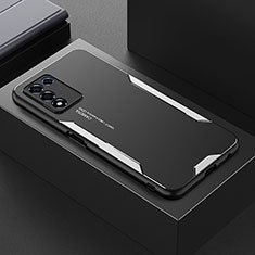 Realme Q3t 5G用ケース 高級感 手触り良い アルミメタル 製の金属製 兼シリコン カバー Realme シルバー