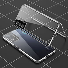 Realme Q3t 5G用ケース 高級感 手触り良い アルミメタル 製の金属製 360度 フルカバーバンパー 鏡面 カバー Realme シルバー