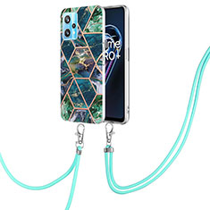 Realme Q5 5G用シリコンケース ソフトタッチラバー バタフライ パターン カバー 携帯ストラップ Y04B Realme モスグリー