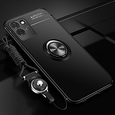Realme V11 5G用極薄ソフトケース シリコンケース 耐衝撃 全面保護 アンド指輪 マグネット式 バンパー SD3 Realme ブラック