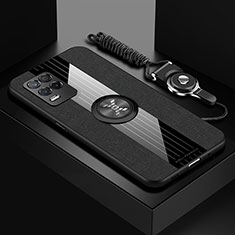 Realme V13 5G用極薄ソフトケース シリコンケース 耐衝撃 全面保護 アンド指輪 マグネット式 バンパー X03L Realme ブラック