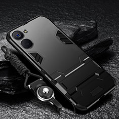 Realme V20 5G用ハイブリットバンパーケース スタンド プラスチック 兼シリコーン カバー R01 Realme ブラック