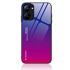 Realme V20 5G用ハイブリットバンパーケース プラスチック 鏡面 虹 グラデーション 勾配色 カバー JM2 Realme ローズレッド