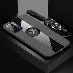 Realme V23 5G用極薄ソフトケース シリコンケース 耐衝撃 全面保護 アンド指輪 マグネット式 バンパー X03L Realme グレー