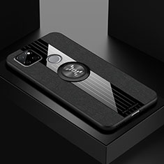 Realme V3 5G用極薄ソフトケース シリコンケース 耐衝撃 全面保護 アンド指輪 マグネット式 バンパー X01L Realme ブラック