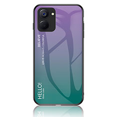 Realme V30 5G用ハイブリットバンパーケース プラスチック 鏡面 虹 グラデーション 勾配色 カバー LS1 Realme マルチカラー