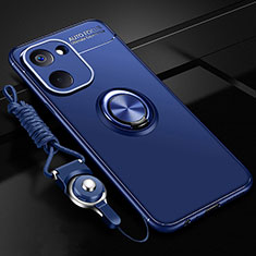Realme V30t 5G用極薄ソフトケース シリコンケース 耐衝撃 全面保護 アンド指輪 マグネット式 バンパー SD3 Realme ネイビー