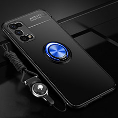 Realme V5 5G用極薄ソフトケース シリコンケース 耐衝撃 全面保護 アンド指輪 マグネット式 バンパー Realme ネイビー・ブラック