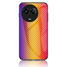 Realme V50 5G用ハイブリットバンパーケース プラスチック 鏡面 虹 グラデーション 勾配色 カバー LS2 Realme オレンジ