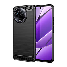 Realme V50 5G用シリコンケース ソフトタッチラバー ライン カバー Realme ブラック