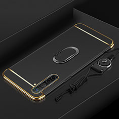 Realme X2用ケース 高級感 手触り良い メタル兼プラスチック バンパー アンド指輪 A01 Realme ブラック