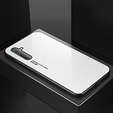 Realme X2用ハイブリットバンパーケース プラスチック 鏡面 虹 グラデーション 勾配色 カバー Realme ホワイト