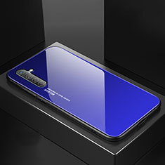 Realme X2用ハイブリットバンパーケース プラスチック 鏡面 虹 グラデーション 勾配色 カバー Realme ネイビー
