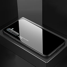 Realme X2用ハイブリットバンパーケース プラスチック 鏡面 虹 グラデーション 勾配色 カバー Realme ブラック