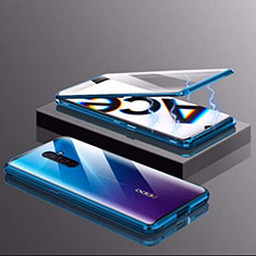 Realme X2 Pro用ケース 高級感 手触り良い アルミメタル 製の金属製 360度 フルカバーバンパー 鏡面 カバー M03 Realme ネイビー