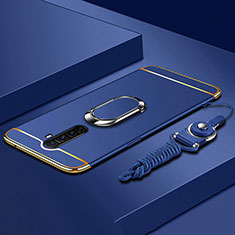 Realme X2 Pro用ケース 高級感 手触り良い メタル兼プラスチック バンパー アンド指輪 A01 Realme ネイビー