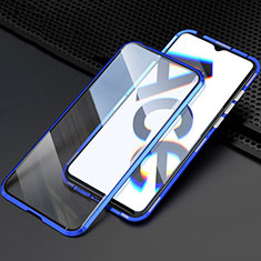 Realme X2 Pro用ケース 高級感 手触り良い アルミメタル 製の金属製 360度 フルカバーバンパー 鏡面 カバー M08 Realme ネイビー