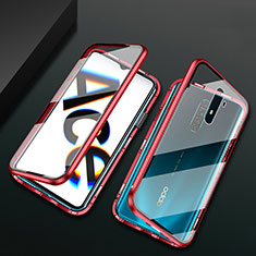 Realme X2 Pro用ケース 高級感 手触り良い アルミメタル 製の金属製 360度 フルカバーバンパー 鏡面 カバー M01 Realme レッド