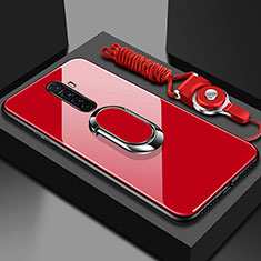 Realme X2 Pro用ハイブリットバンパーケース プラスチック 鏡面 カバー アンド指輪 マグネット式 Realme レッド