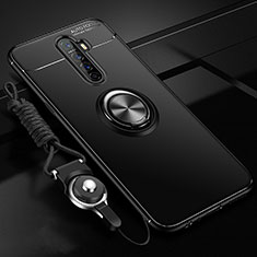 Realme X2 Pro用極薄ソフトケース シリコンケース 耐衝撃 全面保護 アンド指輪 マグネット式 バンパー Realme ブラック
