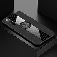 Realme X3 SuperZoom用極薄ソフトケース シリコンケース 耐衝撃 全面保護 アンド指輪 マグネット式 バンパー A01 Realme ブラック