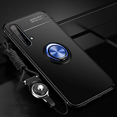 Realme X3 SuperZoom用極薄ソフトケース シリコンケース 耐衝撃 全面保護 アンド指輪 マグネット式 バンパー Realme ネイビー・ブラック